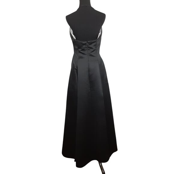 Vintage Scott McClintock 1980s Black Satin Ballgown Black Tie Evening Gown Sz 16 - Picture 5 of 14